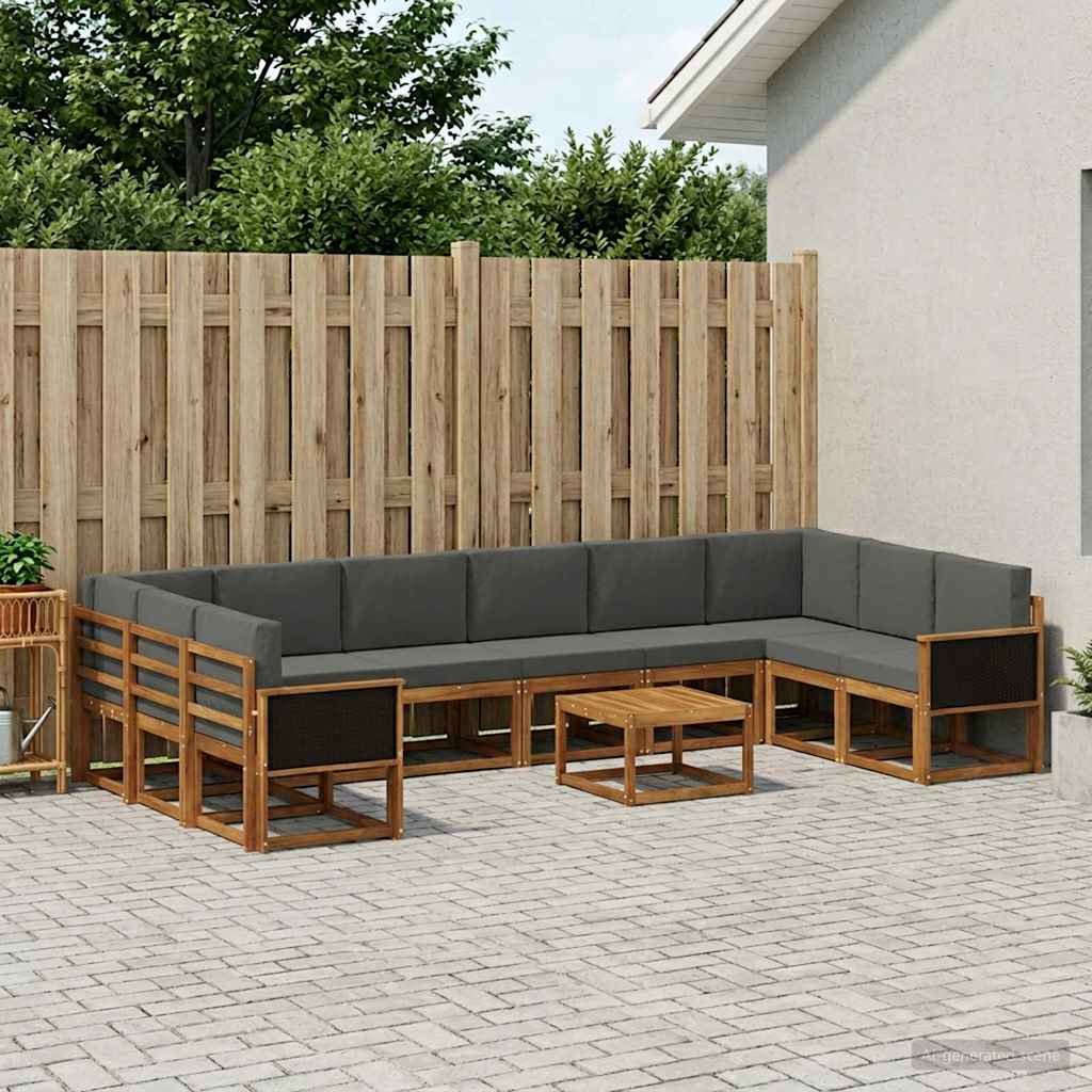 Set di divani da esterno 11 pcs Naturale e Antracite