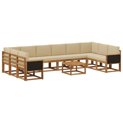 Set di divani da esterno 11 pz Naturale e Beige