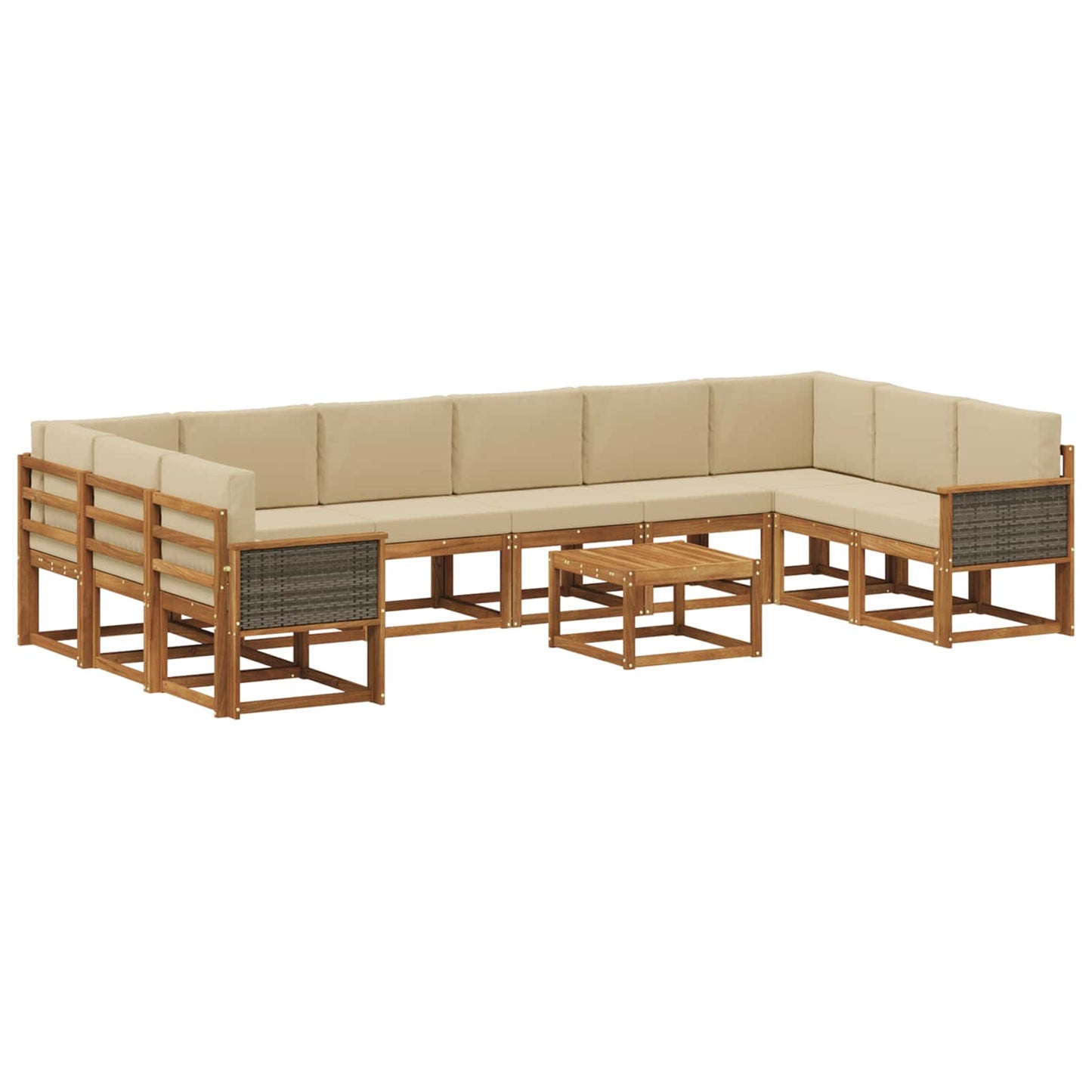 Set di divani da esterno 11 pz Naturale e Beige