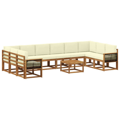 Set di divani da esterno con cuscino 11 pcs Naturale e Crema