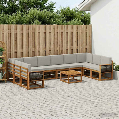 Set di divani da esterno 11 pcs Naturale e Grigio Chiaro