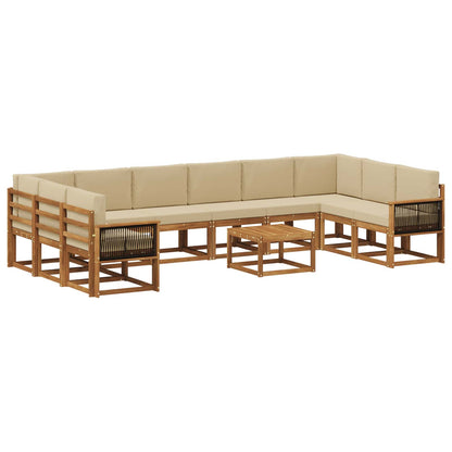 Set di divani da esterno con cuscino 11 pcs Naturale e Beige