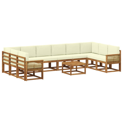 Set di divani da esterno 11 pz Naturale e Crema