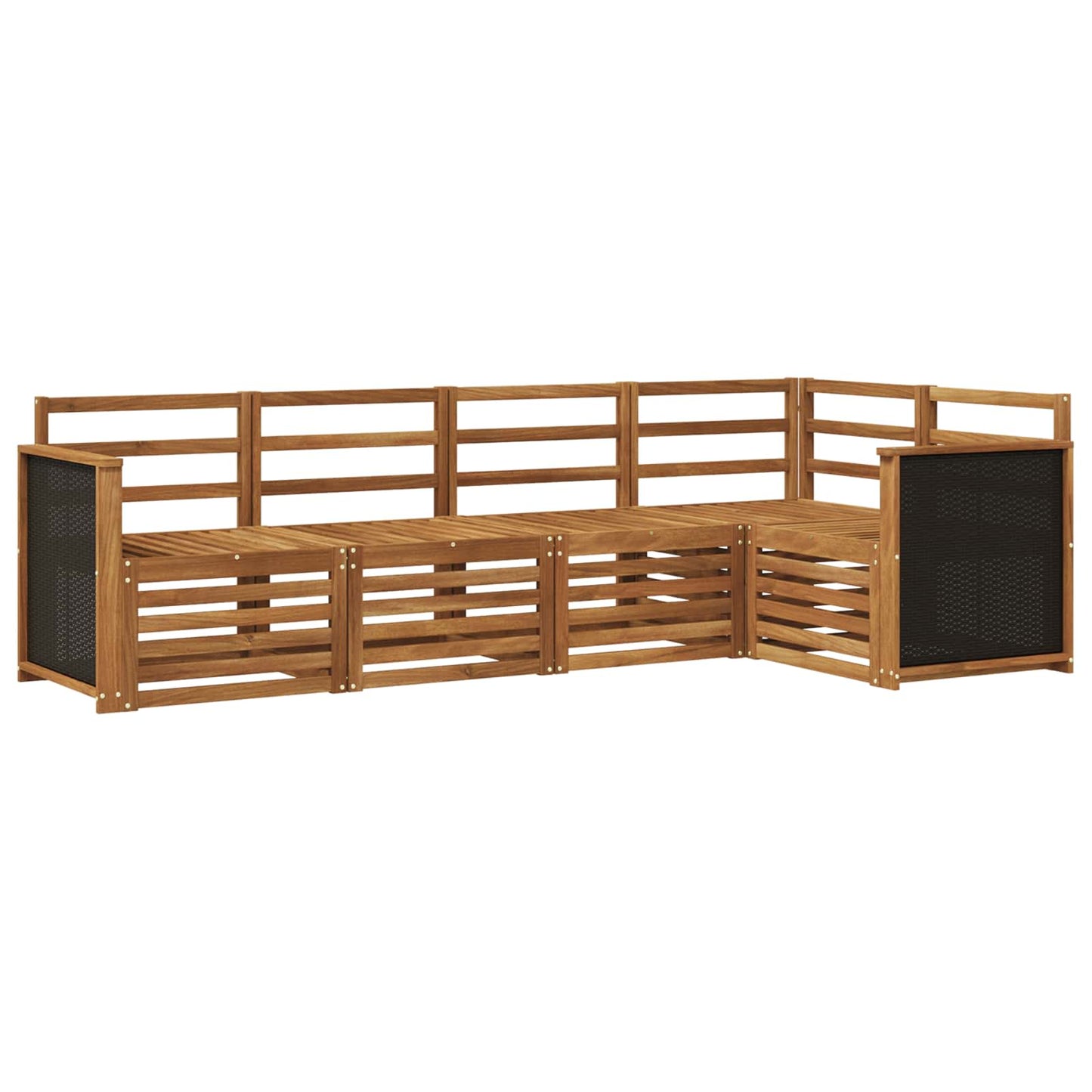 Set divano sezionale 4 pcs Naturale Legno di Acacia Massello