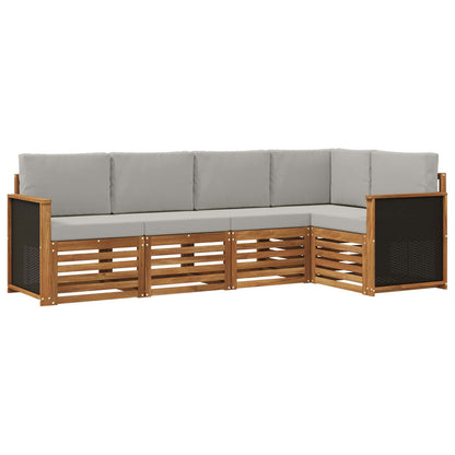 Set divano sezionale con cuscino 4 pcs Naturale e Grigio Chiaro | homemem39