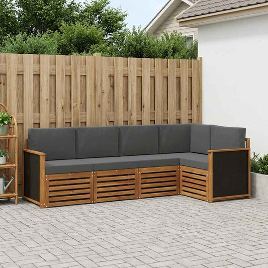 Set divano sezionale con cuscino 4 pcs Naturale e Antracite