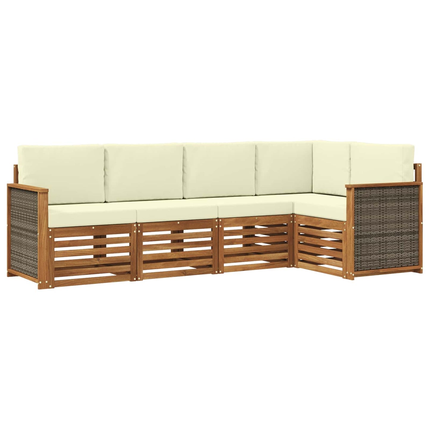 Set divano sezionale con cuscino 4 pcs Naturale e Crema