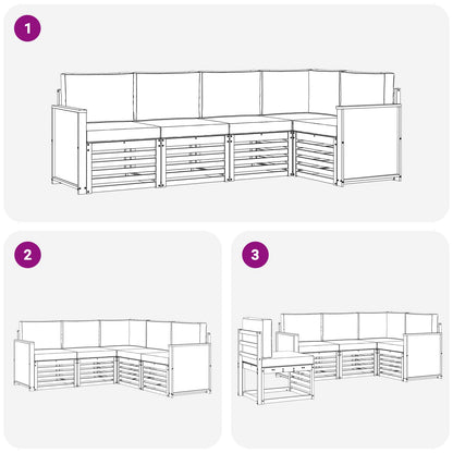 Set divano sezionale con cuscino 4 pcs Naturale e Crema | homemem39