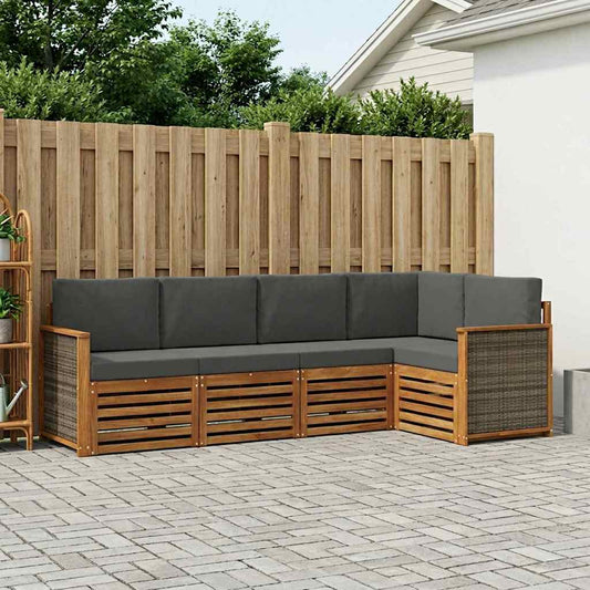 Set divano sezionale con cuscino 4 pcs Naturale e Antracite | homemem39
