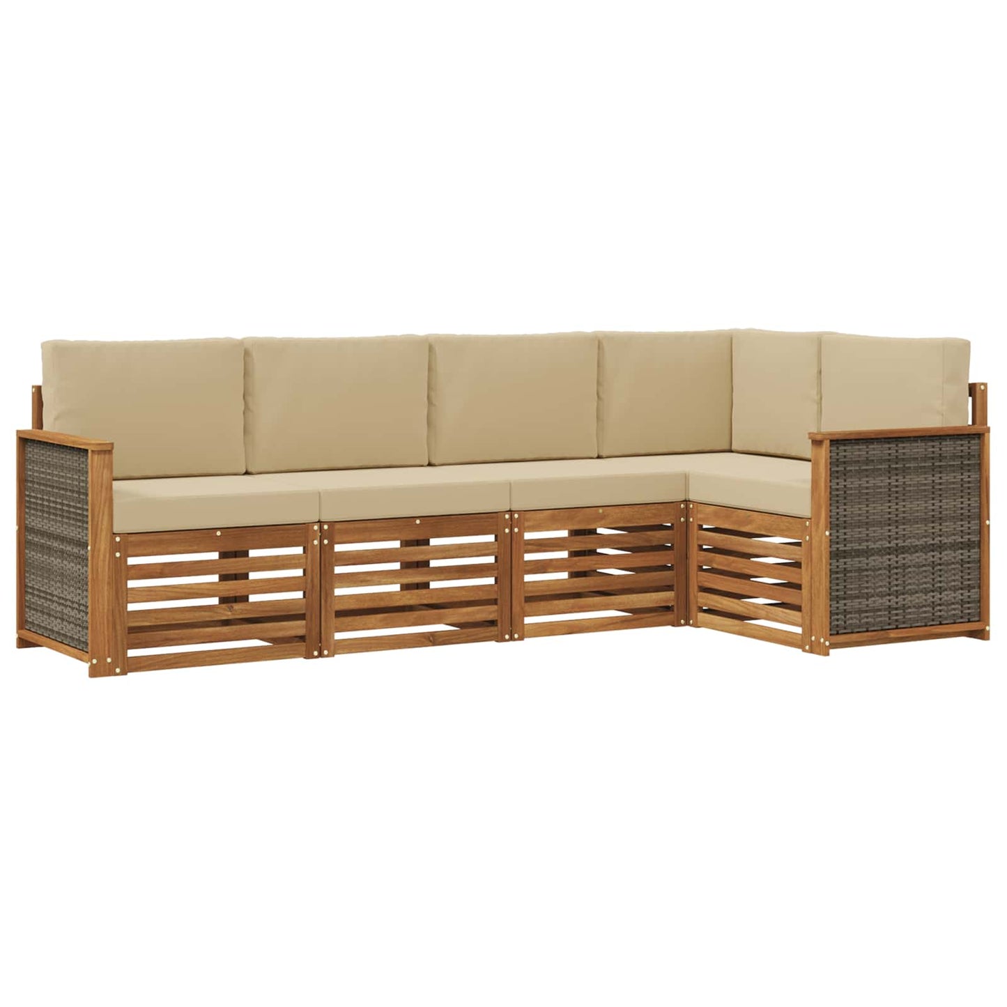 Set divano sezionale con cuscino 4 pcs Naturale