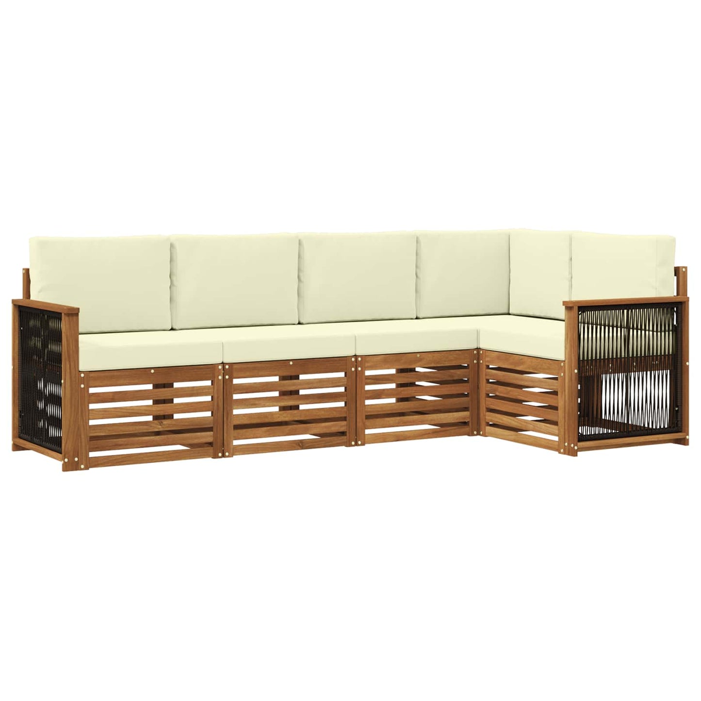 Set divano sezionale con cuscino 4 pcs Naturale e Crema | homemem39