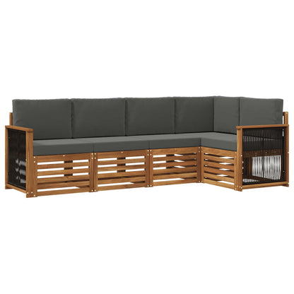 Set divano sezionale con cuscino 4 pcs Naturale e Antracite | homemem39