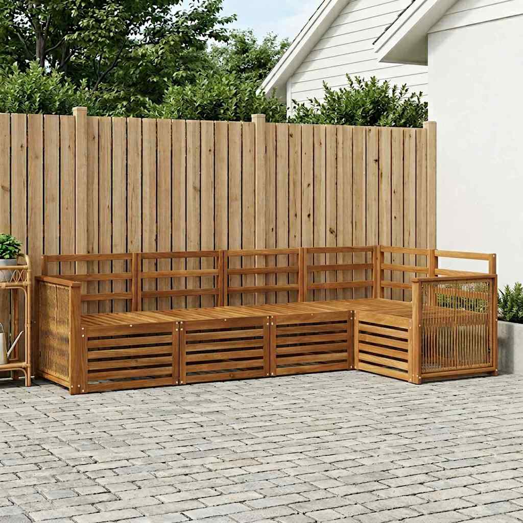 Set divano sezionale 4 pcs Naturale Legno di Acacia Massello | homemem39