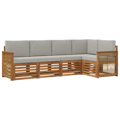 Set divano sezionale con cuscino 4 pcs Naturale e Grigio Chiaro