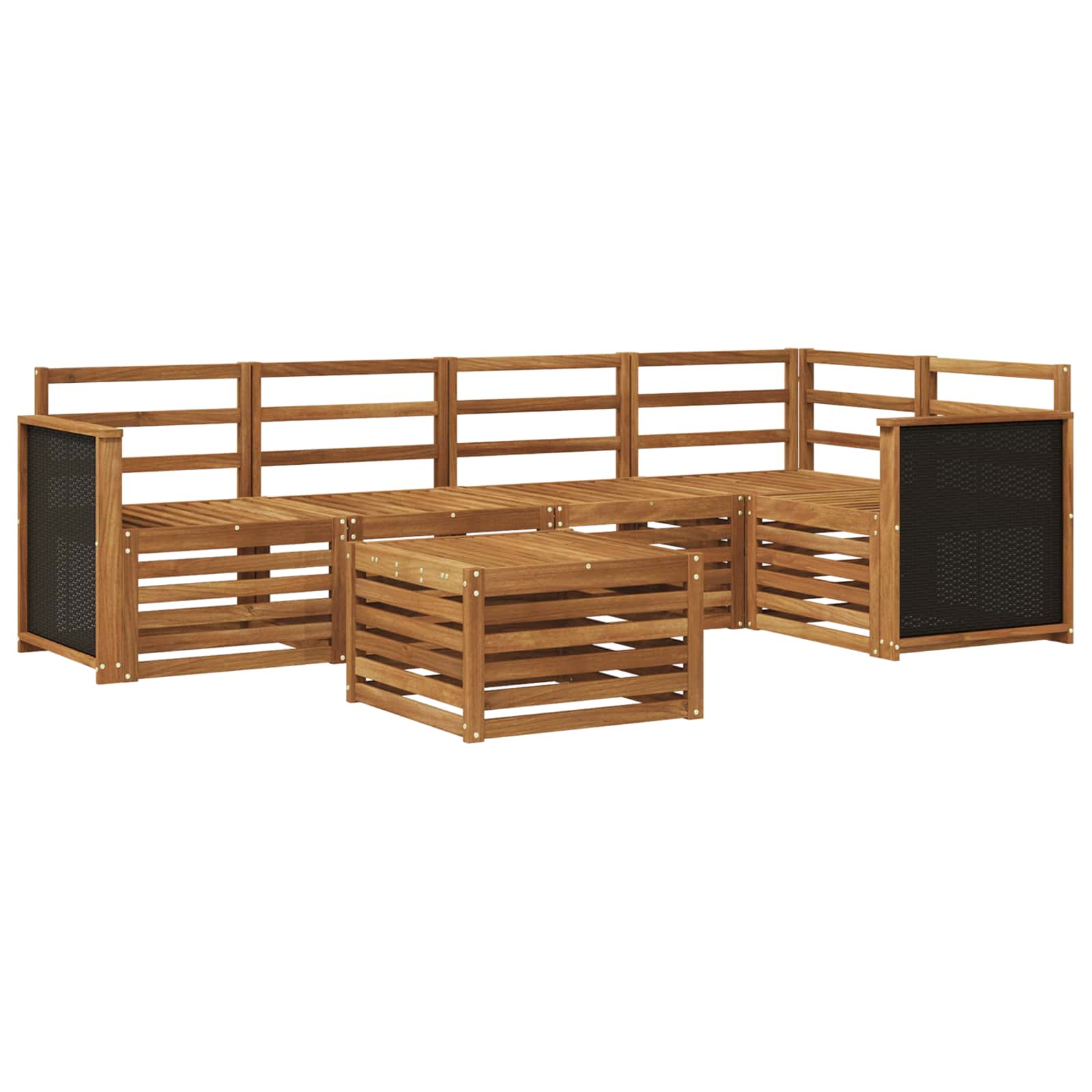 Set divano sezionale 5 pcs Naturale Legno di Acacia Massello | homemem39
