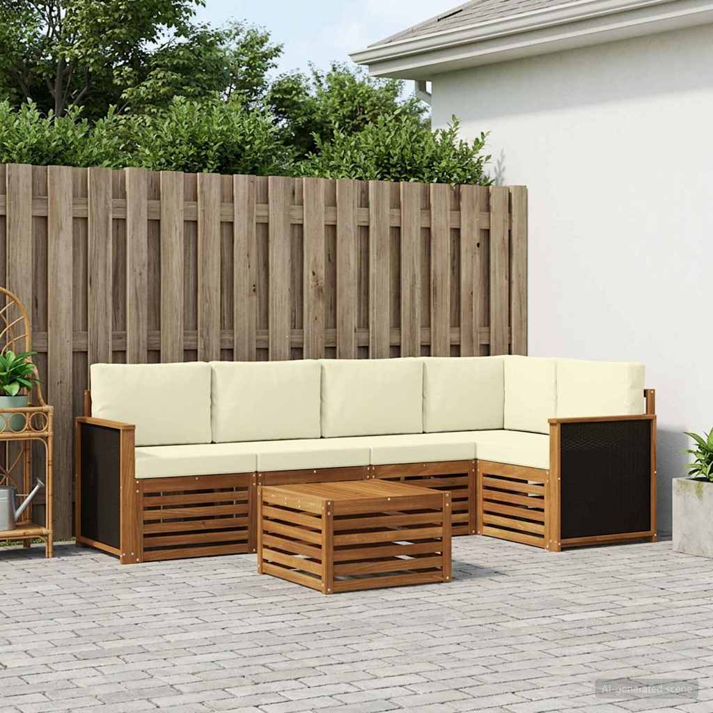 Set di divani da esterno 5 pz Naturale e Crema