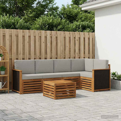Set di divani da esterno 5 pz Naturale e Grigio Chiaro