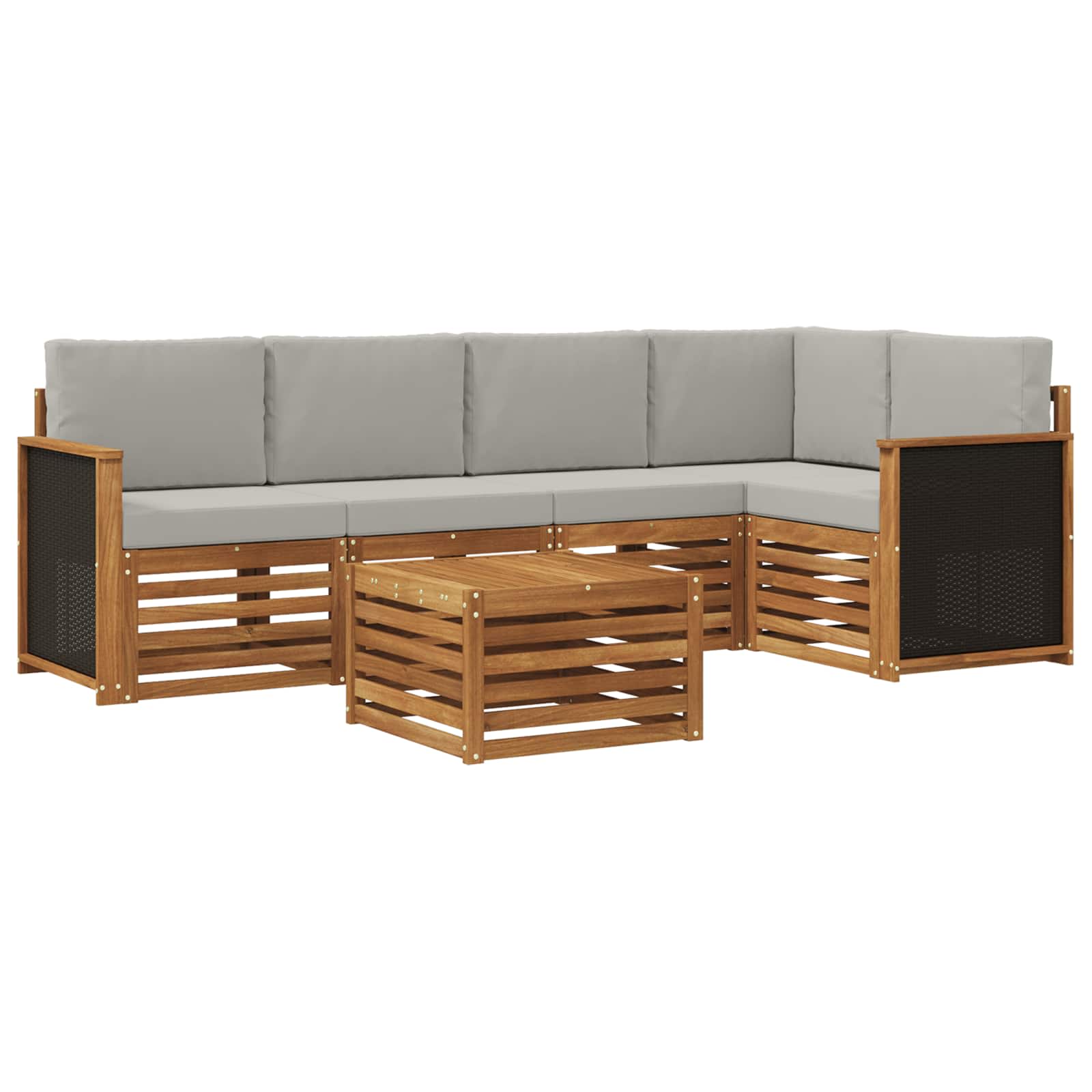 Set divano sezionale con cuscino 5 pcs Naturale e Grigio Chiaro | homemem39