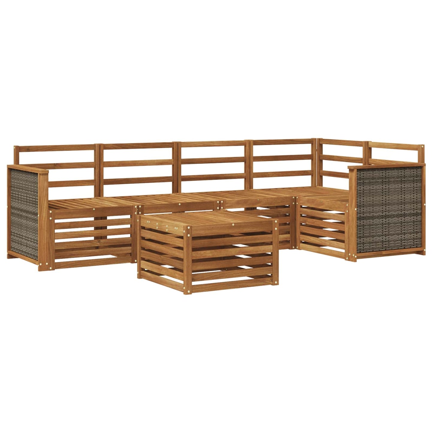 Set divano sezionale 5 pcs Naturale Legno di Acacia Massello | homemem39