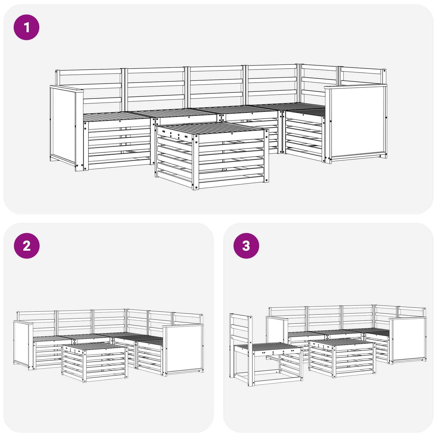 Set divano sezionale 5 pcs Naturale Legno di Acacia Massello | homemem39