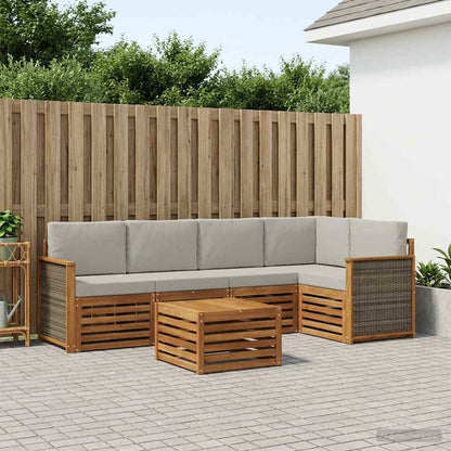 Set di divani da esterno 5 pz Naturale e Grigio Chiaro