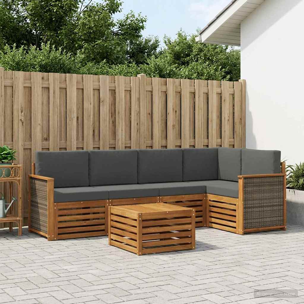 Set di divani da esterno 5 pz Naturale e Antracite