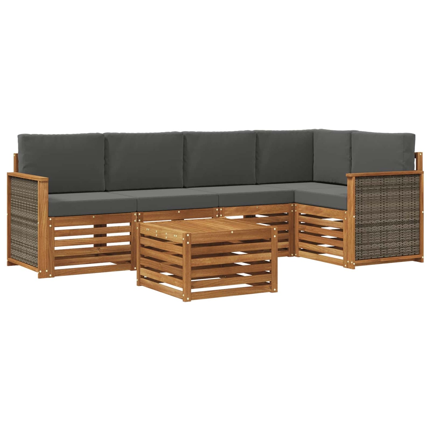 Set divano sezionale con cuscino 5 pcs Naturale e Antracite | homemem39