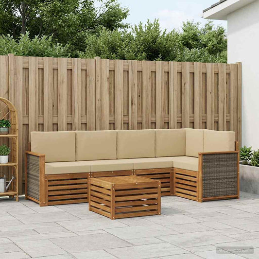 Set divano sezionale con cuscino 5 pcs Naturale