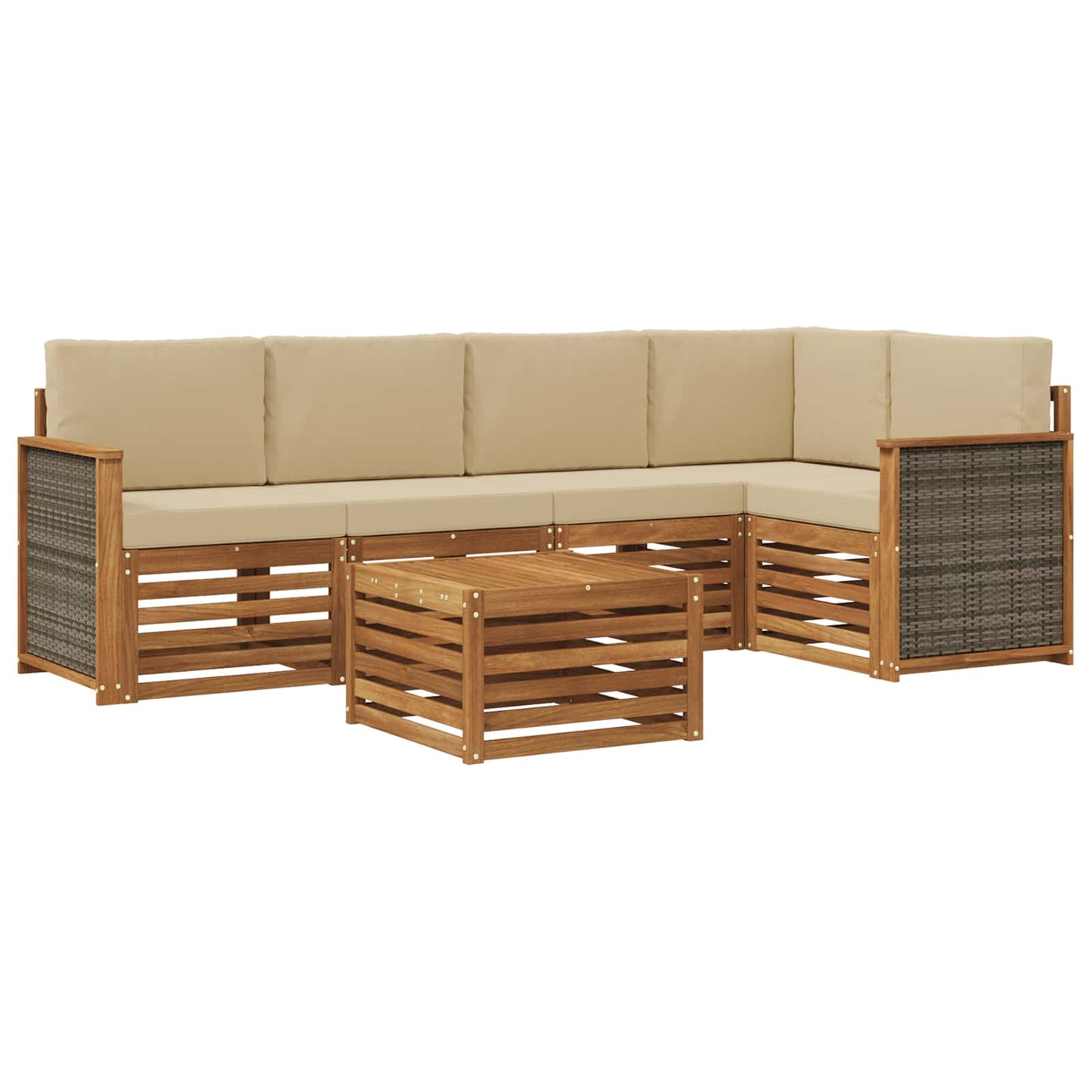 Set divano sezionale con cuscino 5 pcs Naturale | homemem39
