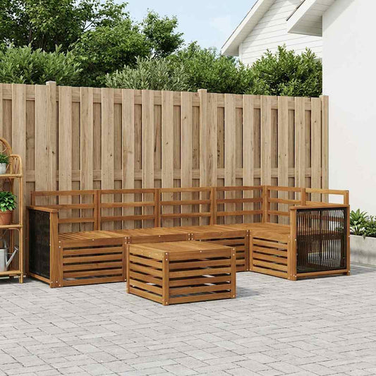 Set divano sezionale 5 pcs Naturale Legno di Acacia Massello | homemem39