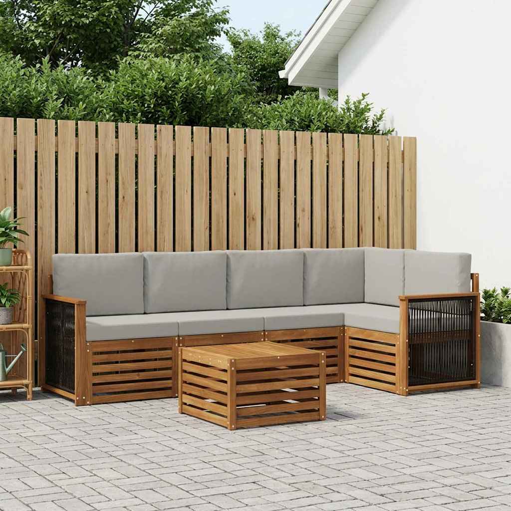 Set divano sezionale con cuscino 5 pcs Naturale e Grigio Chiaro | homemem39