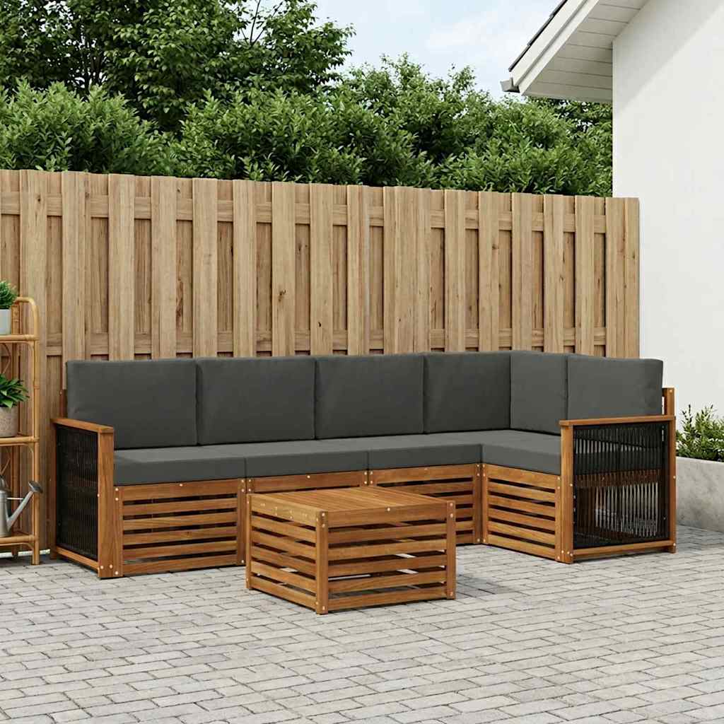 Set divano sezionale con cuscino 5 pcs Naturale e Antracite | homemem39