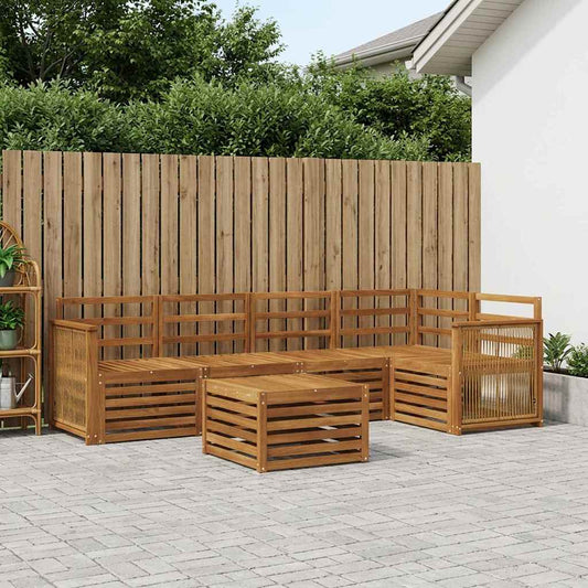 Set divano sezionale 5 pcs Naturale Legno di Acacia Massello | homemem39