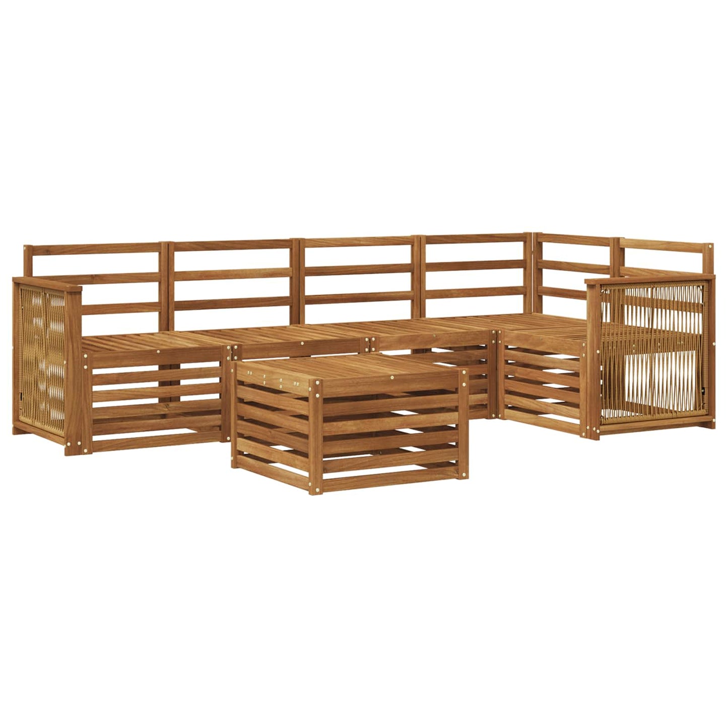 Set divano sezionale 5 pcs Naturale Legno di Acacia Massello | homemem39