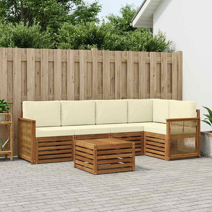 Set divano sezionale con cuscino 5 pcs Naturale e Crema | homemem39