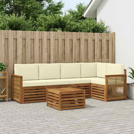 Set divano sezionale con cuscino 5 pcs Naturale e Crema | homemem39