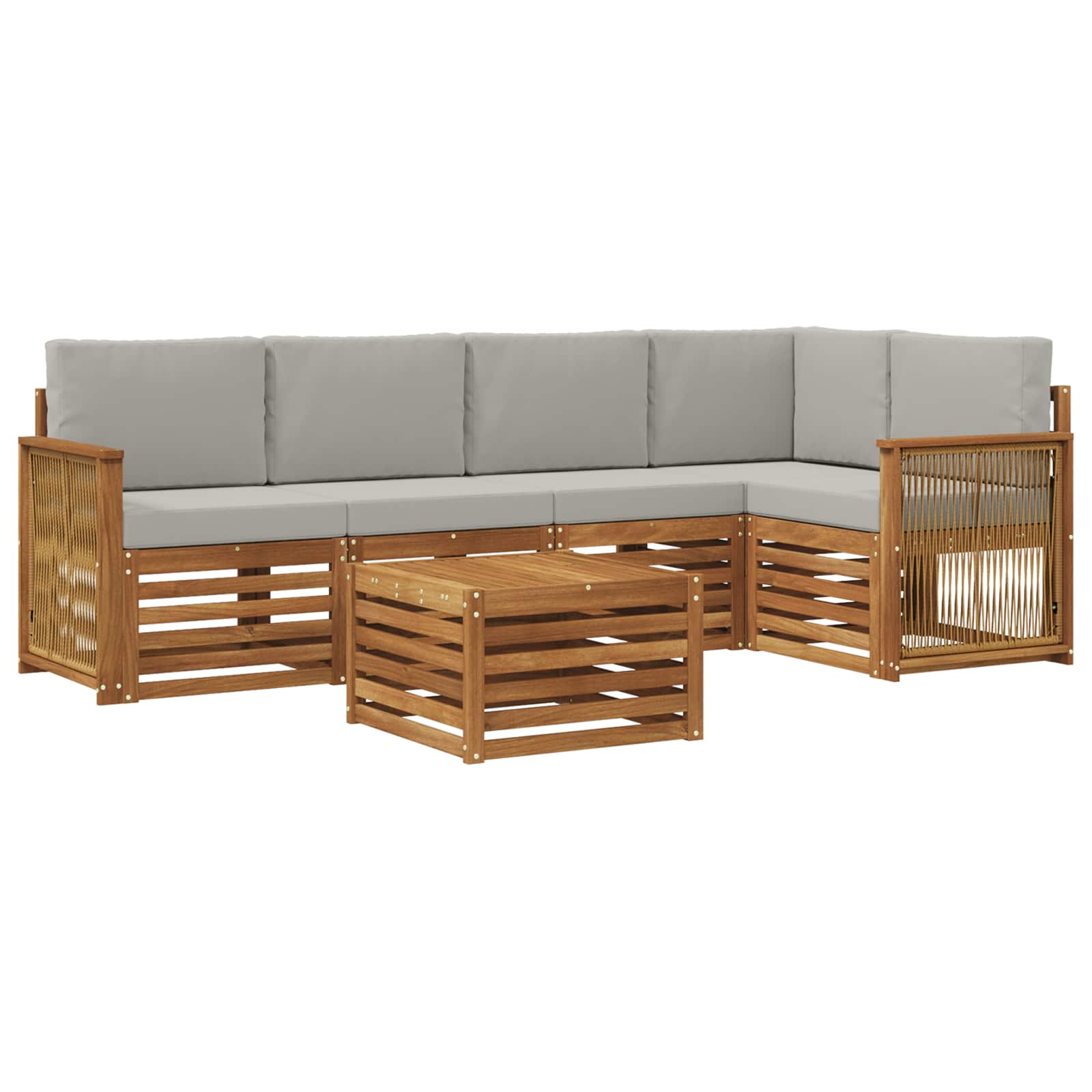 Set divano sezionale con cuscino 5 pcs Naturale e Grigio Chiaro | homemem39