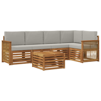 Set divano sezionale con cuscino 5 pcs Naturale e Grigio Chiaro | homemem39