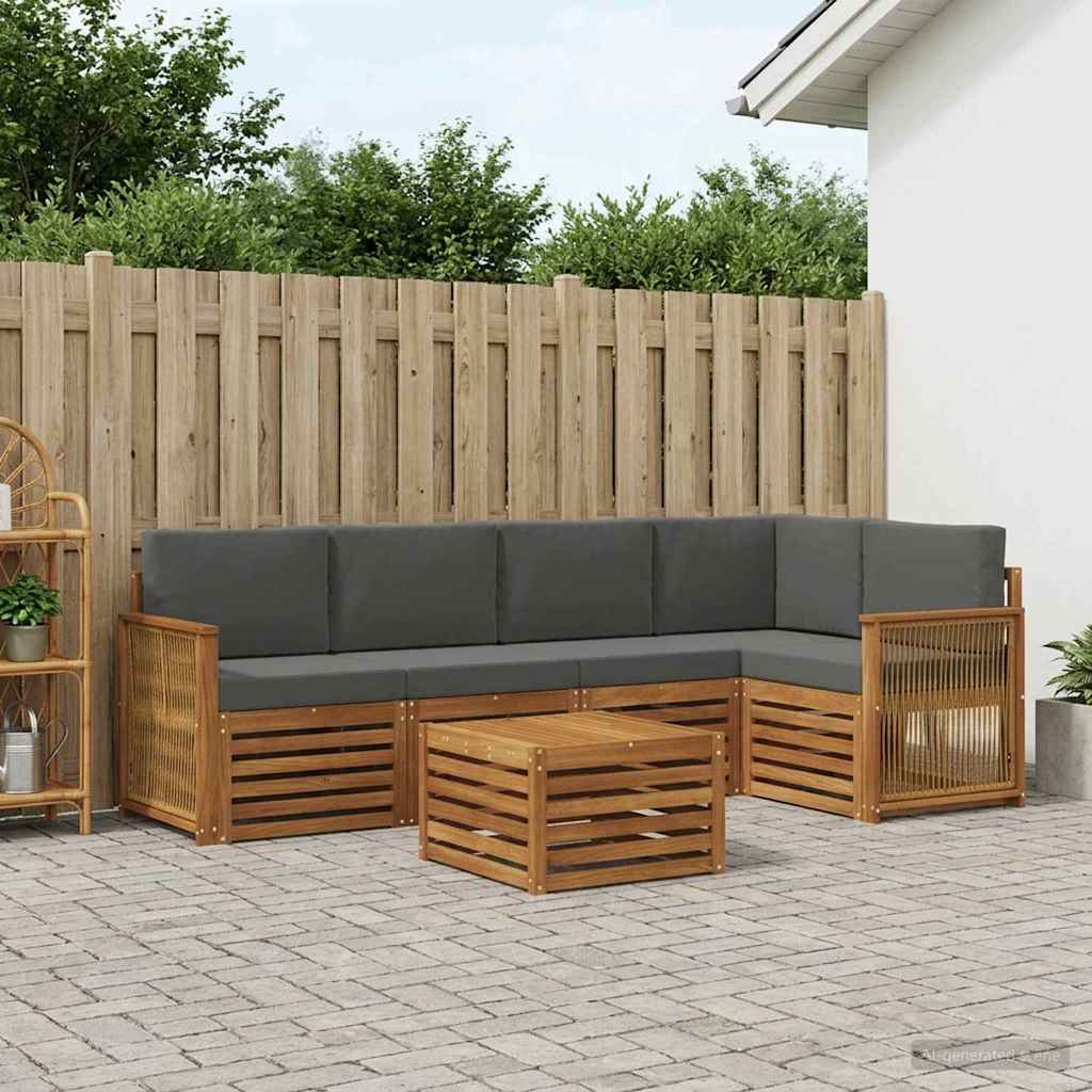 Set di divani da esterno 5 pz Naturale e Antracite
