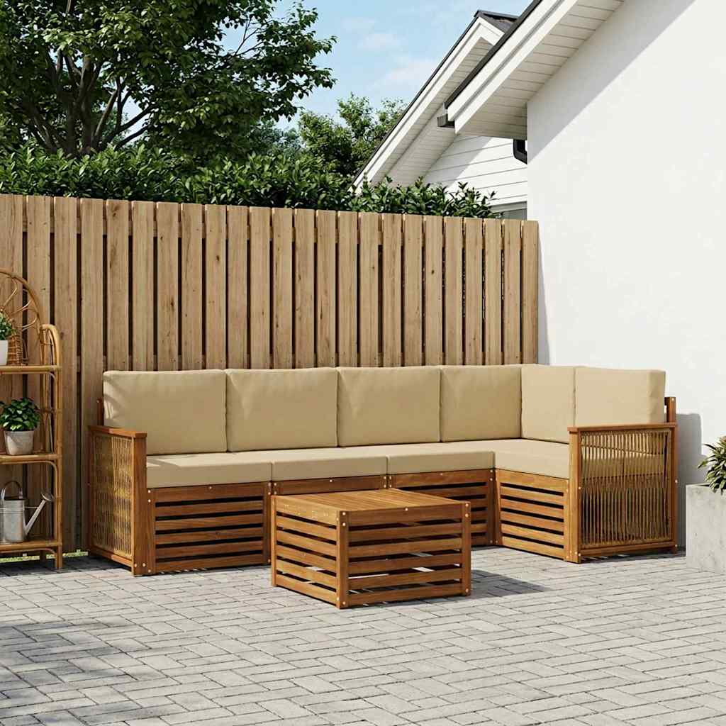 Set divano sezionale con cuscino 5 pcs Naturale | homemem39