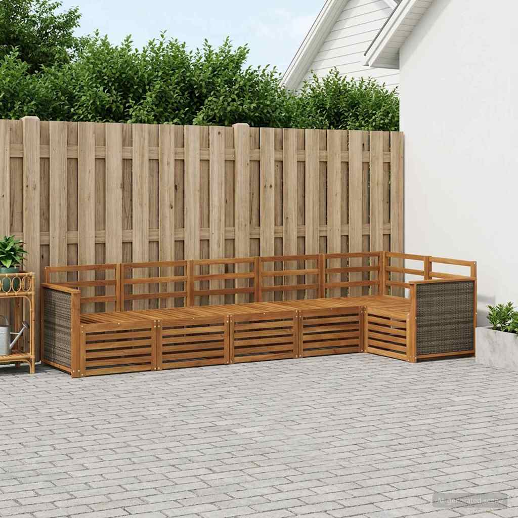 Set di divani da esterno 5 pz Naturale Legno di Acacia Massello