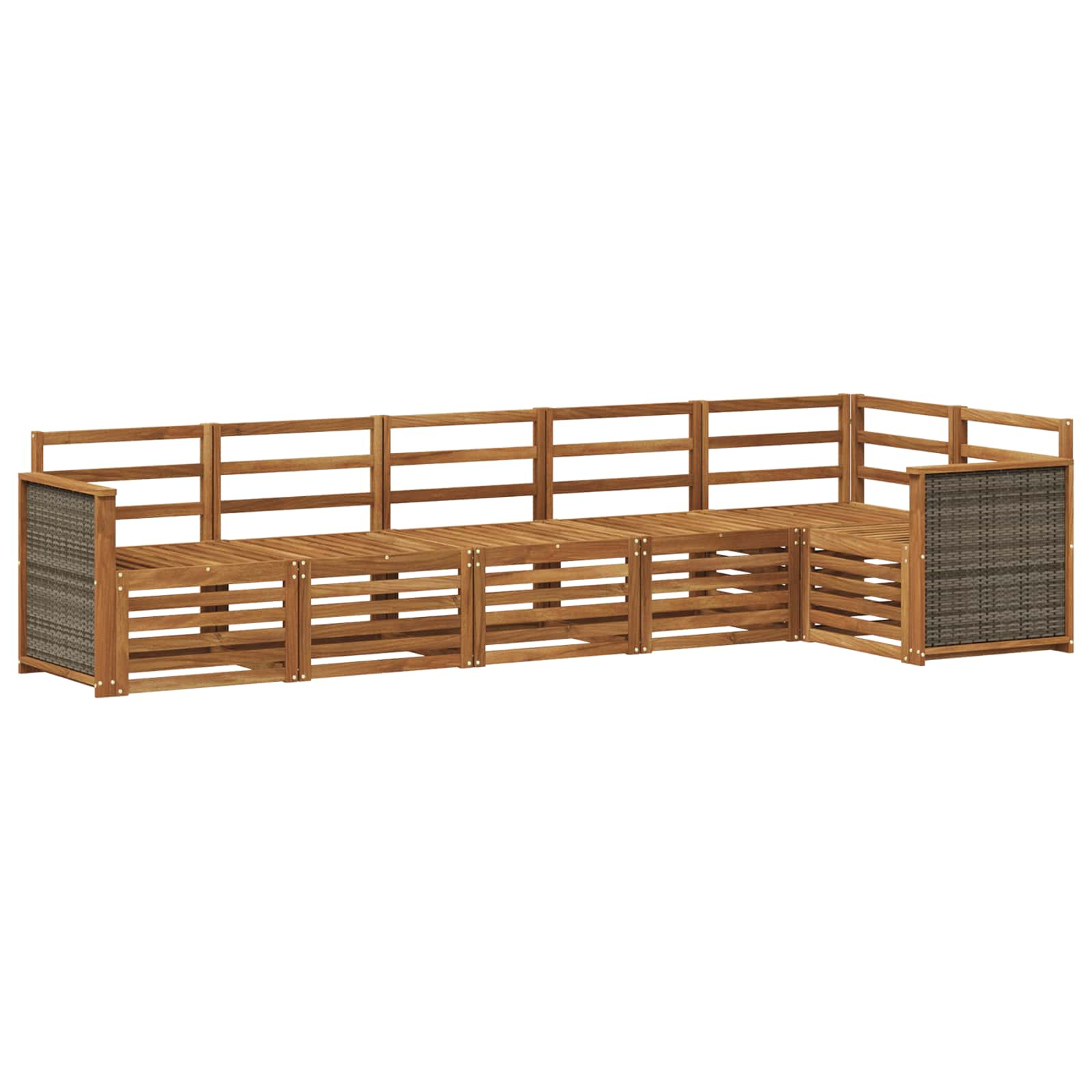 Set divano sezionale 5 pcs Naturale Legno di Acacia Massello | homemem39
