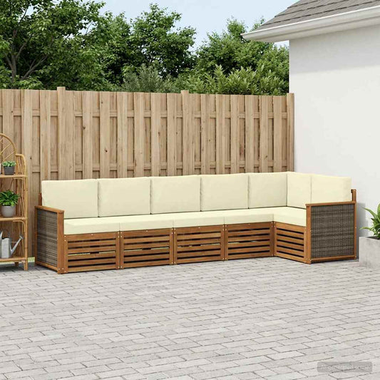 Set divano sezionale con cuscino 5 pcs Naturale e Crema