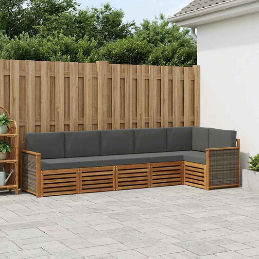 Set divano sezionale con cuscino 5 pcs Naturale e Antracite