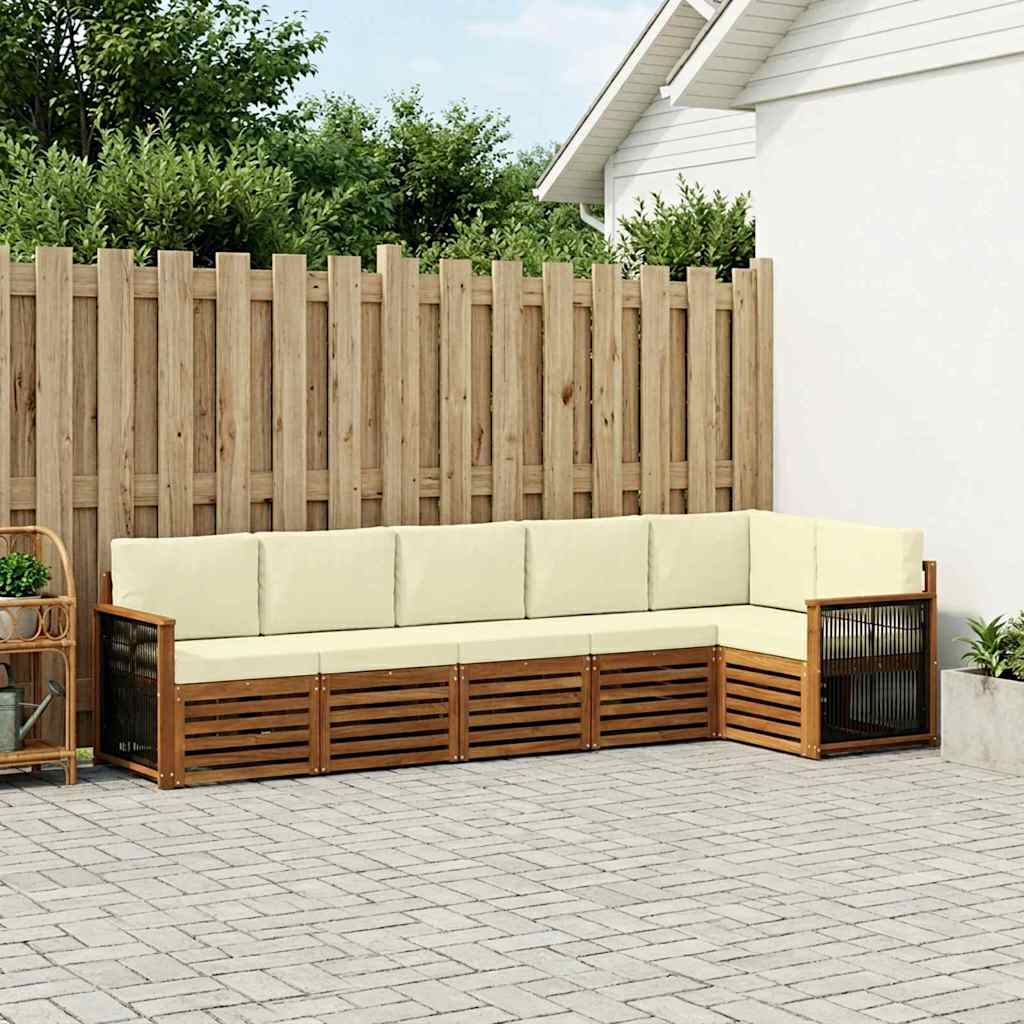 Set divano sezionale con cuscino 5 pcs Naturale e Crema