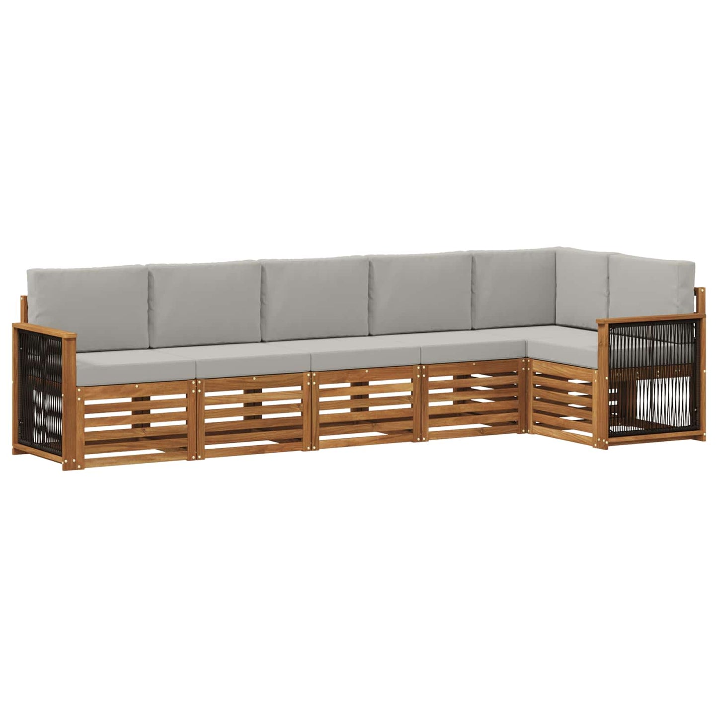 Set di divani da esterno 5 pz Naturale e Grigio Chiaro