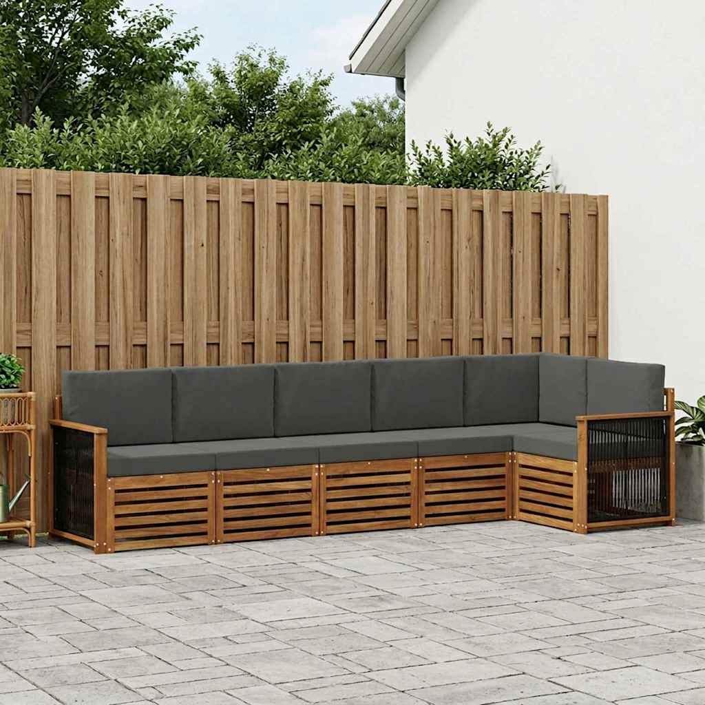 Set divano sezionale con cuscino 5 pcs Naturale e Antracite | homemem39