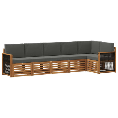 Set divano sezionale con cuscino 5 pcs Naturale e Antracite | homemem39