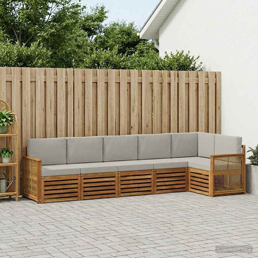 Set divano sezionale con cuscino 5 pcs Naturale e Grigio Chiaro