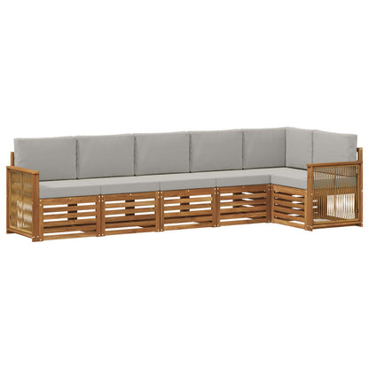 Set divano sezionale con cuscino 5 pcs Naturale e Grigio Chiaro